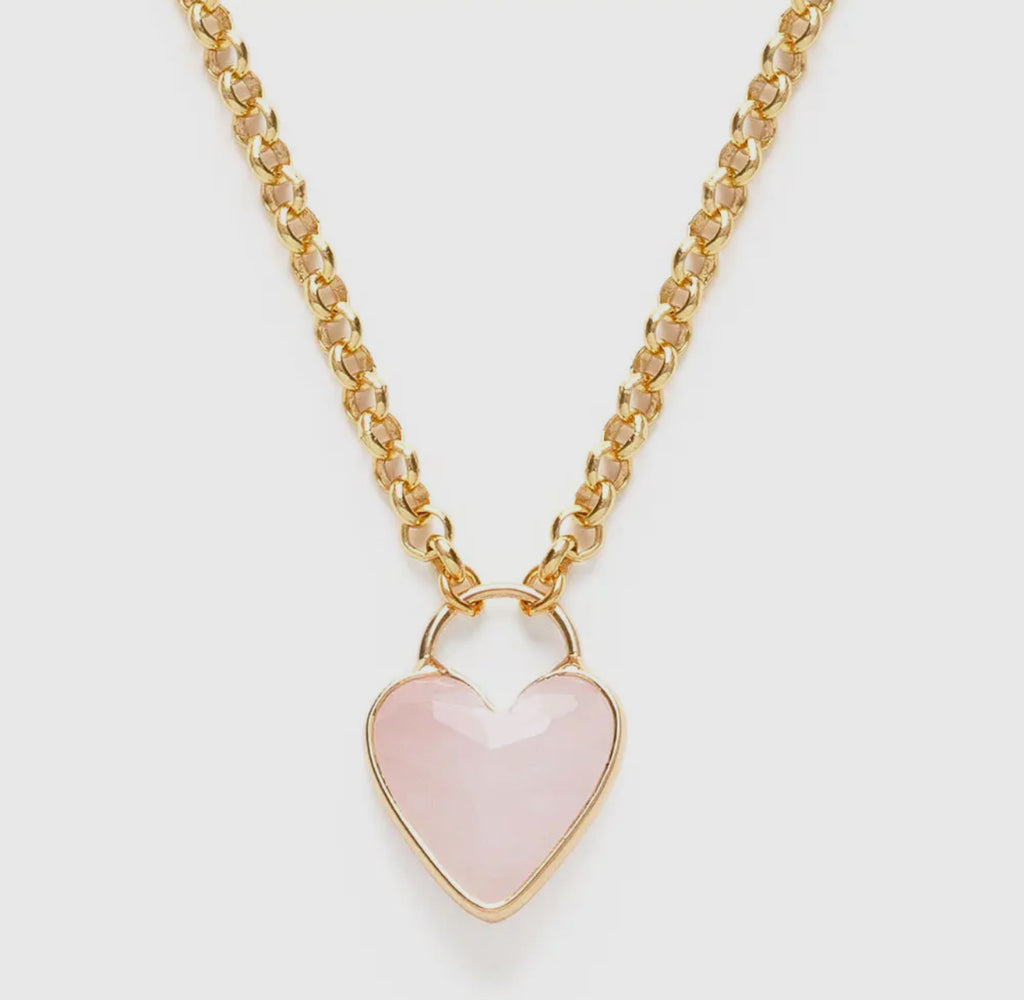 Roma Heart Necklace - Rose Quartz