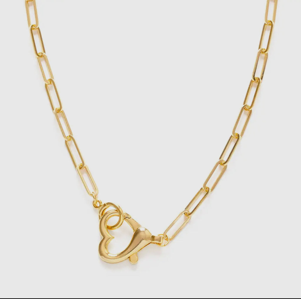 Heart Clasp/Paperclip Chain Necklace