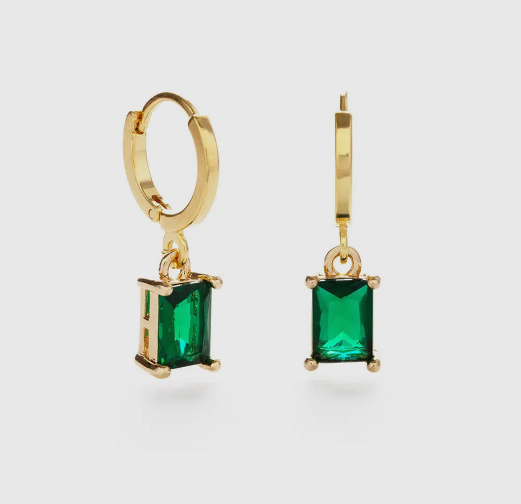 Emerald Drop Huggie Earring