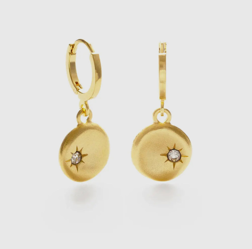 North Star Coin Huggie Earring