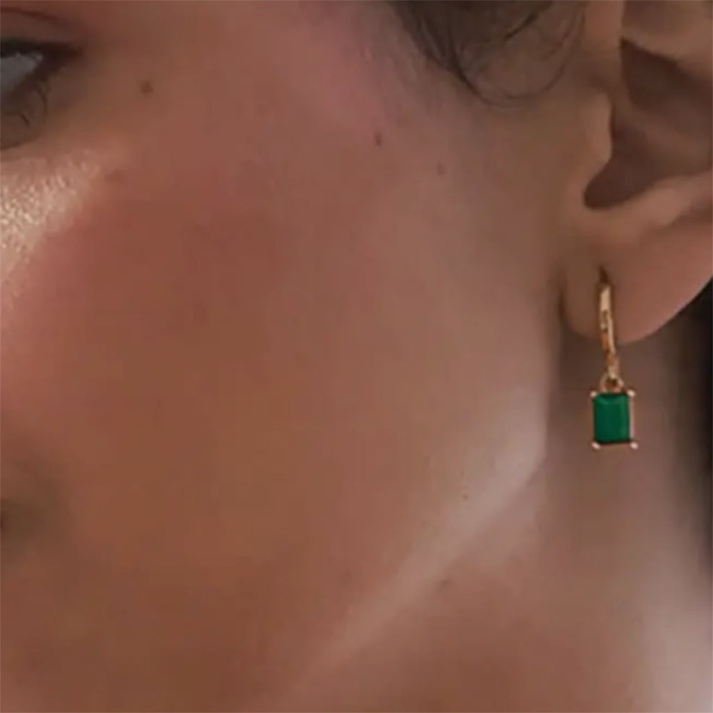 Emerald Drop Huggie Earring