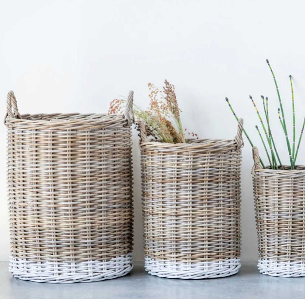 White Dipped Willow Basket - (3 sizes)
