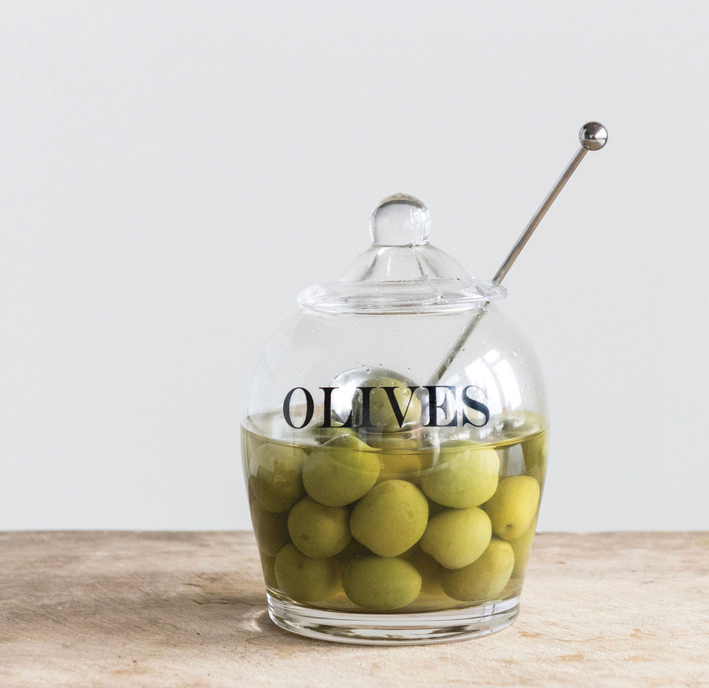 Olive Jar w/lid & spoon