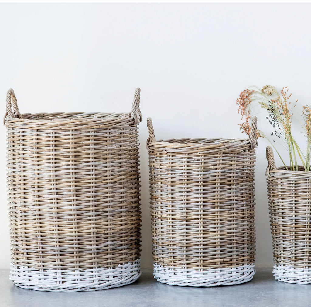 White Dipped Willow Basket - (3 sizes)