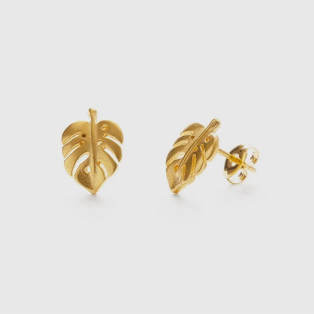 Monstera Stud Earrings