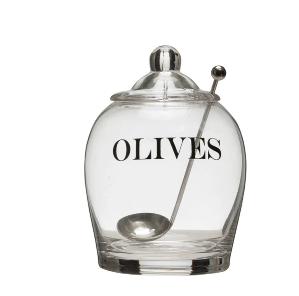 Olive Jar w/lid & spoon