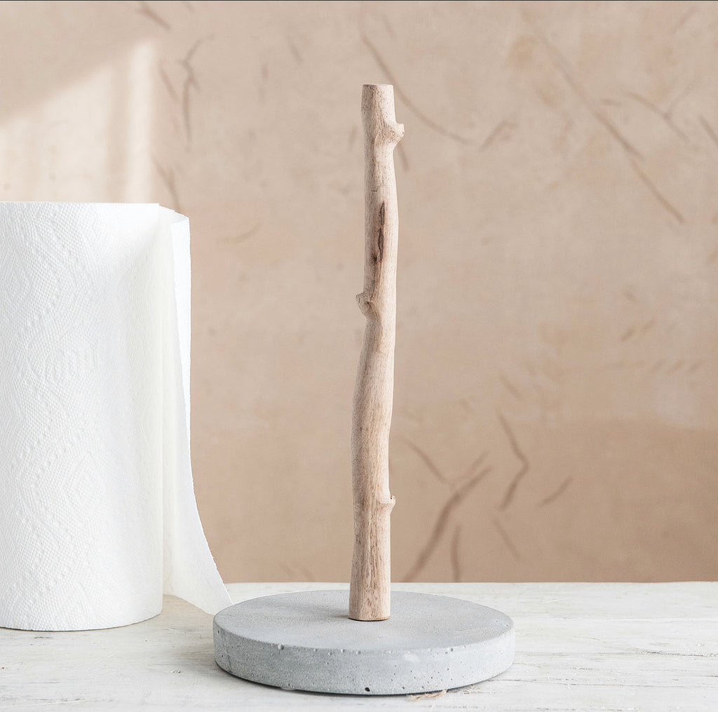 Concrete & Wood Paper Towel Holder